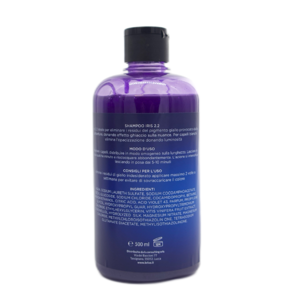 Shampoo Iris 2.2 - Antigiallo per  Capelli Bianchi e Biondi - 500 ml